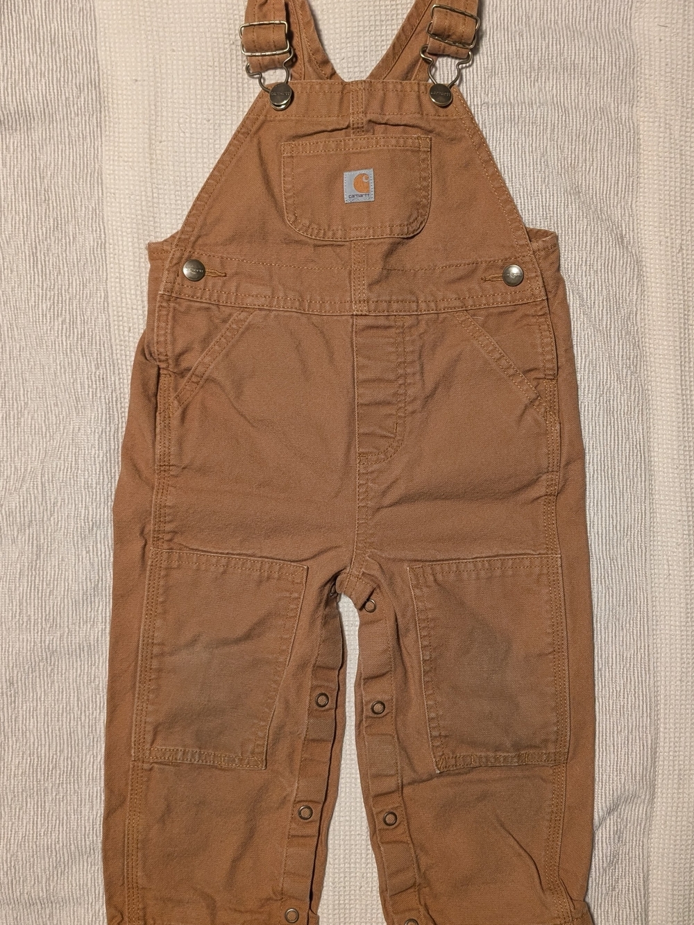 Carhartt Tan Brown Kids Canvas Overalls with Adjustable Straps